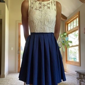 Navy blue and cream xs Altar’d State dress.